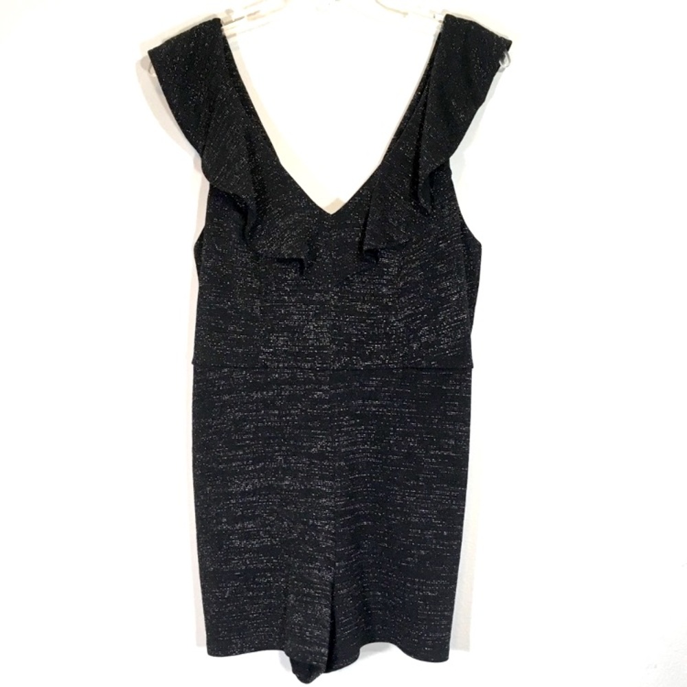 Nwt Ruffled Shorts Romper Jumper black metallic stretch jumpsuit summer